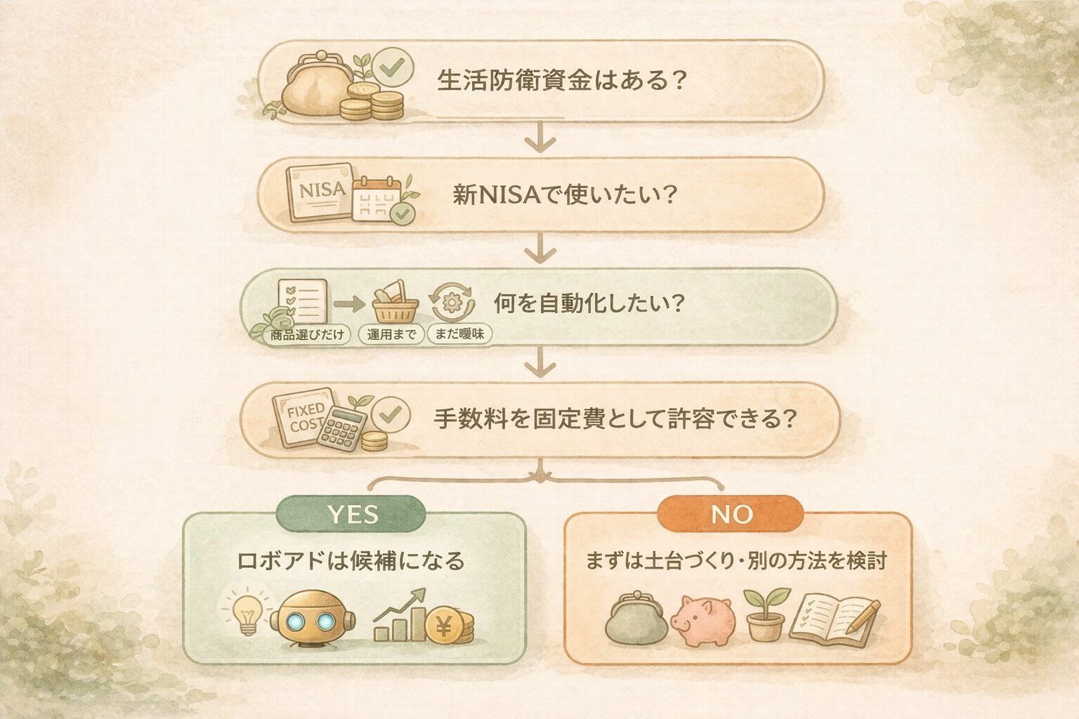 ロボアドを使うかどうかの判断フロー図